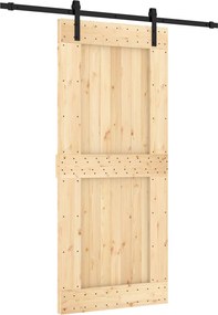 vidaXL Συρόμενη Πόρτα Φυσικό και Μαύρο 90 x 210 cm
