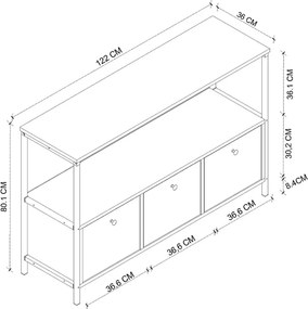 Μπουφές Mars Megapap χρώμα rustic καρυδί 122x36x80,1εκ.