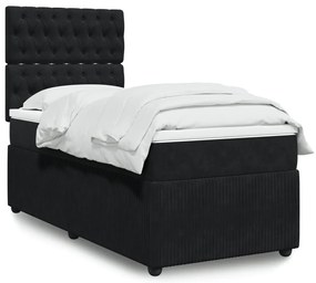 vidaXL Κρεβάτι Boxspring με Στρώμα Μαύρο 100x200 εκ. Βελούδινο