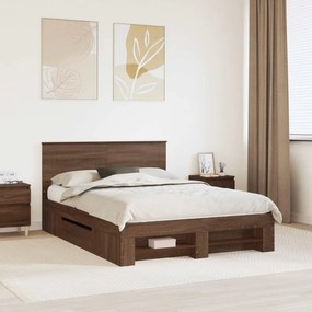 vidaXL Σκελετός Κρεβατιού Καφέ δρυς 140 x 200 cm Επεξεργασμένο ξύλο