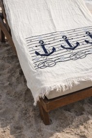 Stewehome Οργανική πετσέτα παραλίας από μουσελίνα λινή 3 στρώσεων πολυτελής 90x170 cm