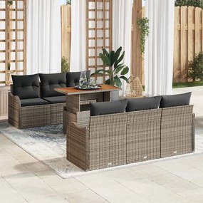 vidaXL Σετ Καναπέ Κήπου με αποθήκευση 7 pcs Γκρι Πολυ ράταν