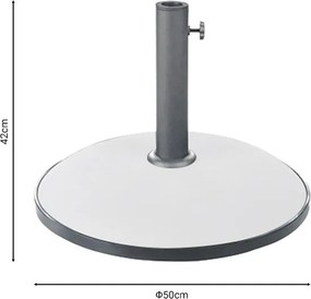 Βάση ομπρέλας Zicko τσιμέντο λευκό 35kg Φ50εκ 50x50x42 εκ.
