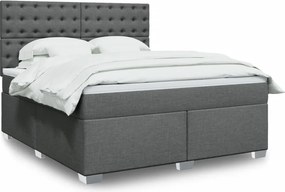vidaXL Κρεβάτι Boxspring με Στρώμα Σκούρο Γκρι 180x200 εκ Υφασμάτιν