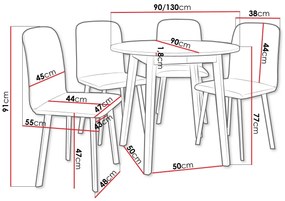 Σετ τραπεζαρίας Edmond 119, 77cm, Αριθμός θέσεων: 4, Στρόγγυλος | Epipla1.gr