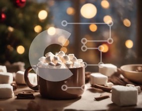 Intra Συλλεκτικό Ξύλινο Παζλ Plywood  4mm - Ζεστό κακάο με Marshmallows και ξυλάκια κανέλας Σε Ξύλινο Κουτί - Διαστάσεις: 10x10 cm – 25 κομμάτια
