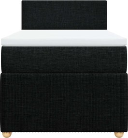 vidaXL Κρεβάτι Boxspring με Στρώμα Μαύρο 90x200 εκ. Υφασμάτινο