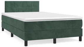 vidaXL Κρεβάτι Boxspring με Στρώμα Σκούρο Πράσινο 120x190εκ. Βελούδινο