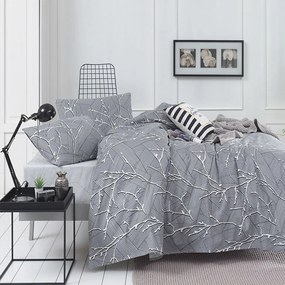 Σεντόνια Premium 5003 (Σετ 3τμχ) Grey Anna Riska Single 160x260cm 100% Βαμβάκι