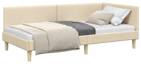 vidaXL Κρεβάτι Γωνίας Άλλο Κρεμ 90 x 200 cm Ύφασμα και Έργο ξύλου