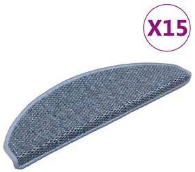 vidaXL Πατάκια Σκάλας Αυτοκόλλητα 15 τεμ. Όψη Σιζάλ Μπλε 65x21x4 εκ.