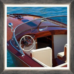 Κάδρο Speedboat I Fa13396 50X50Cm Brown-Blue Mindthegap Square Ξύλο