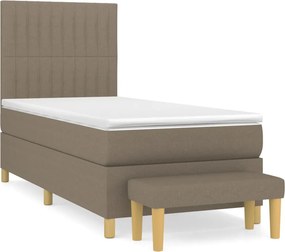 vidaXL Κρεβάτι Boxspring με Στρώμα Taupe 90x200 εκ. Υφασμάτινο