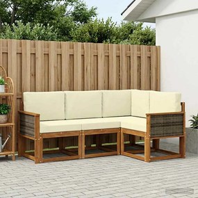 vidaXL Σειρά Καναπέ Εξωτερικού 4 pcs Φυσικό και Κρέμα Πολυεστέρας