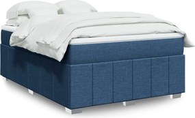 vidaXL Κρεβάτι Boxspring με Στρώμα Μπλε 140x200 εκ. Υφασμάτινο