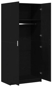 vidaXL Ντουλάπι με πόρτα Μαύρο 80 x 51 x 180 εκ Επεξεργασμένο ξύλο