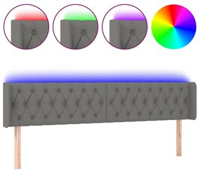 vidaXL Κεφαλάρι Κρεβατιού LED Σκούρο Γκρι 203x16x78/88 εκ. Υφασμάτινο