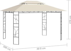 vidaXL Κιόσκι Κρεμ 4 x 3 x 2,7 μ. 160 γρ./μ²