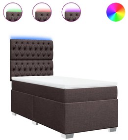 vidaXL Κρεβάτι Boxspring με Στρώμα Σκούρο Καφέ 80x200 εκ. Υφασμάτινο