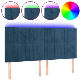 vidaXL Κεφαλάρι Κρεβατιού LED Σκούρο Μπλε 160x5x118/128 εκ. Βελούδινο