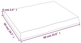 Επιφ Τραπεζιού Αν Καφέ 60x50x(2-6)εκ. Ακατέργ. Μασίφ Ξύλο Δρυός - Καφέ