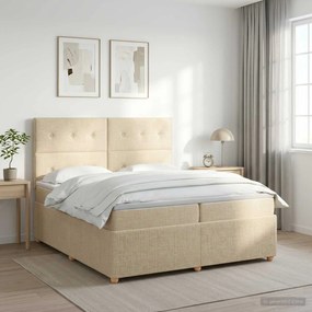 vidaXL Κρεβάτι box spring με στρώμα Κρεμ 200 x 200 cm Ύφασμα