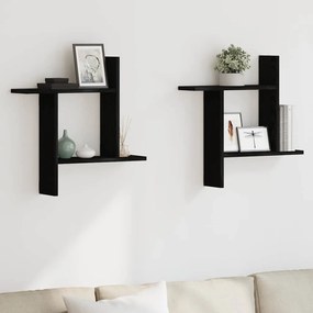 vidaXL Ράφια Τοίχου 2 τεμ. Μαύρη Δρυς 50x12x50 εκ. από Τεχνητό Ξύλο