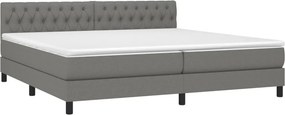 vidaXL Κρεβάτι Boxspring με Στρώμα Σκούρο Γκρι 200x200 εκ. Υφασμάτινο