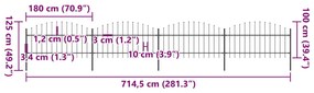 vidaXL Κάγκελα Περίφραξης με Λόγχες Μαύρα (1-1,25) x 6,8 μ. Ατσάλινα