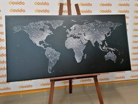 Εικόνα ενός ασπρόμαυρου παγκόσμιου χάρτη σε έναν φελλό - 120x60  wooden
