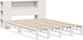 vidaXL Κρεβάτι Βιβλιοθήκη Χωρίς Στρώμα Λευκό 140x200 εκ Μασίφ Πεύκο