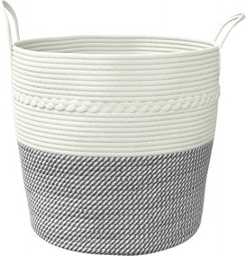 vidaXL Καλάθι Αποθήκευσης Γκρι και Λευκό Ø43 x 38 εκ. Βαμβακερό