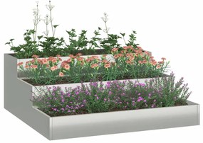 vidaXL Γλάστρα Κήπου Ασημί 90 x 90 x 35 εκ Γαλβανισμένος χάλυβας