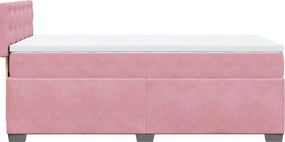 vidaXL Κρεβάτι Boxspring με Στρώμα Ροζ 90x200 εκ. Βελούδινο