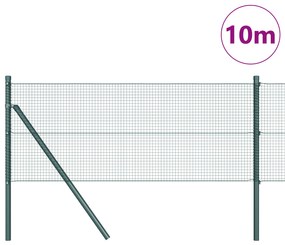 vidaXL Συρματόπλεγμα με 7 Στύλους Πράσινο 0.6x10 μ Χάλυβας