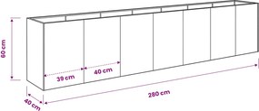 vidaXL Γλάστρα Κήπου Ασημί 280 x 40 x 60 εκ Γαλβανισμένος Χάλυβας