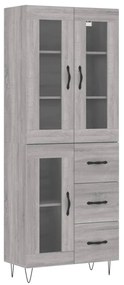 vidaXL Ντουλάπι Γκρι Sonoma 69,5 x 34 x 180 εκ. Επεξεργασμένο Ξύλο