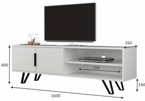 Έπιπλο τηλεόρασης Foot Megapap χρώμα λευκό 160x35x49εκ.