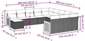 vidaXL Σαλόνι Κήπου 12 Τεμαχίων Γκρι από Συνθετικό Ρατάν με Μαξιλάρια