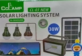 Ηλιακό κιτ με 3 λάμπες LED και μεγάλης ισχύς φακό 30W CL-03 NEW