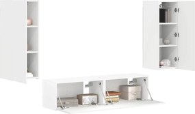 vidaXL Σετ επίπλου τηλεόρασης Επιτοίχιο 2 pcs Λευκό Επεξεργασμένο ξύλο