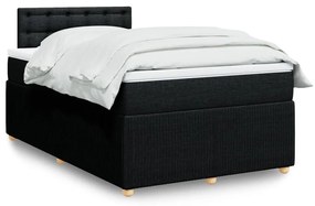 vidaXL Κρεβάτι Boxspring με Στρώμα Μαύρο 120x200 εκ. Υφασμάτινο