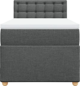 vidaXL Κρεβάτι Boxspring με Στρώμα Σκούρο Γκρι 90x200 εκ. Υφασμάτινο