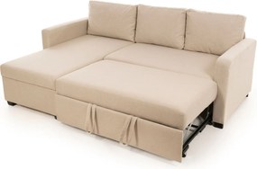 Γωνιακός Καναπές Κρεβάτι Κρέμα DUSO 153x236x90
