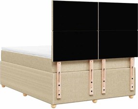 vidaXL Κρεβάτι Boxspring με Στρώμα Κρεμ 140x200 εκ. Υφασμάτινο