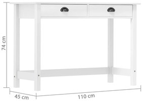 vidaXL Κονσόλα Hill 2 Συρτάρια 110x45x74 εκ από Μασίφ Ξύλο Πεύκου