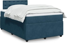 vidaXL Κρεβάτι Boxspring με Στρώμα Μπλε 120x200 εκ. Βελούδινο