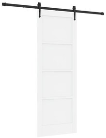 vidaXL Συρόμενη Πόρτα  με Σετ Εξαρτημάτων Λευκή 78x211 εκ. Συμπαγές Ξύλο Πεύκου