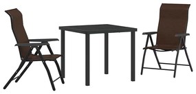 vidaXL Σέτ φαγητού για κήπο Ρυθμιζόμενο ύψος 3 pcs Καφέ Πολυ ράταν