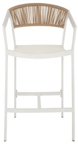 Σκαμπό Μπαρ C5892.22 Αλουμινίου Λευκό με Rattan &amp; Textline 56x58x105Yεκ. 56x58x105 εκ.